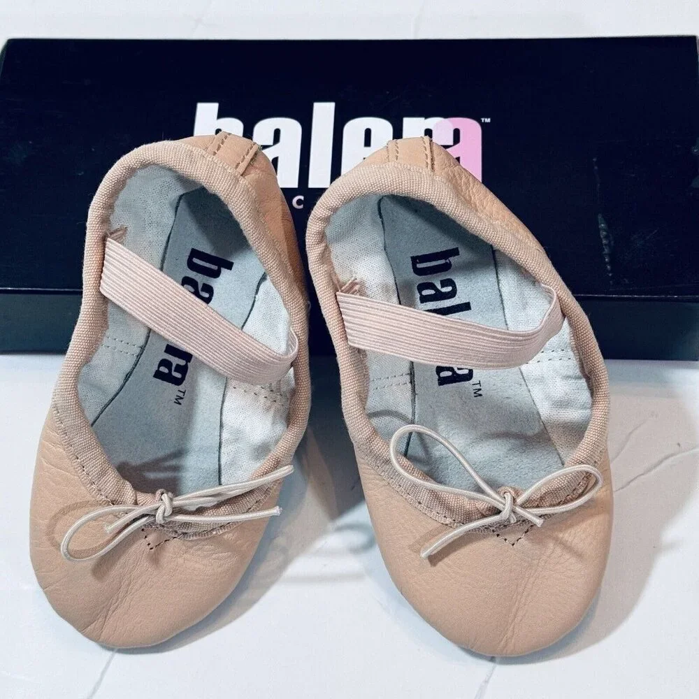 BALERA Leather Full-Sole Ballet Shoe Girls Size 7CM Pink Style B40 Dance Lyrical